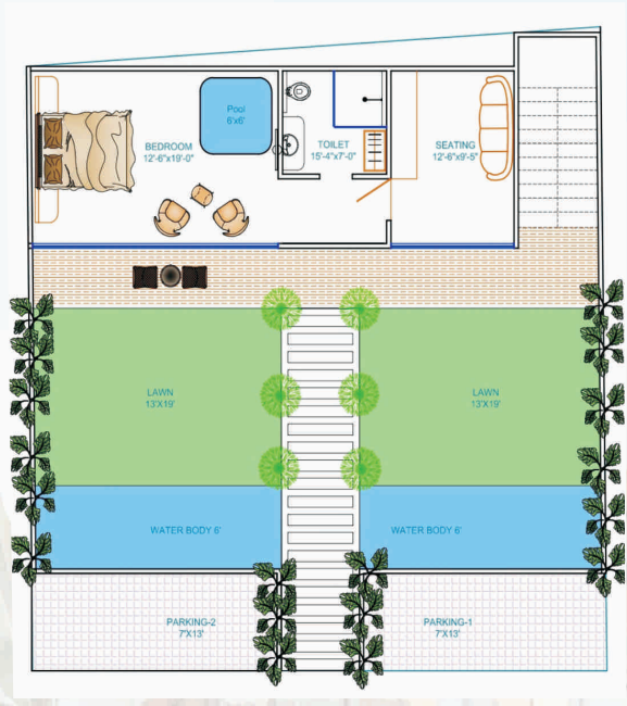 Rectangular Villa Floor Plan