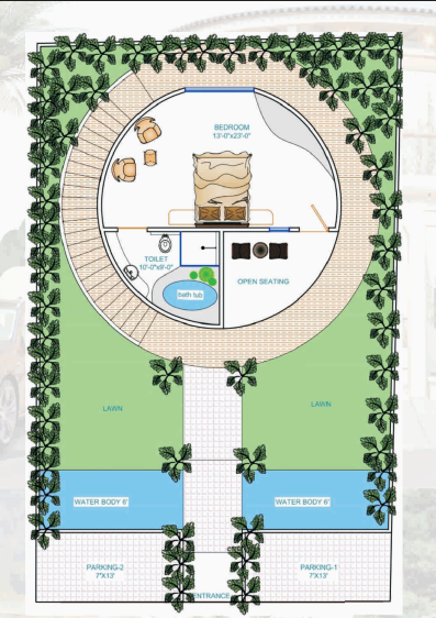 Circular Villa Floor Plan